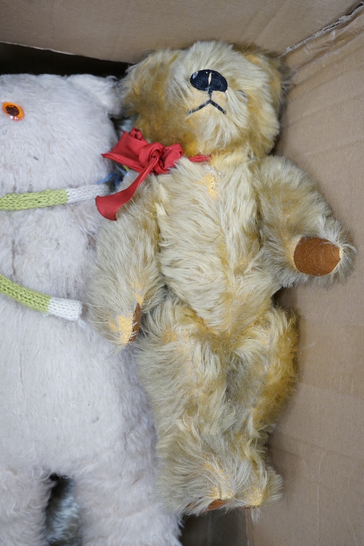 A collection of 20th century Teddy bears, some with jointed limbs. Condition - varies